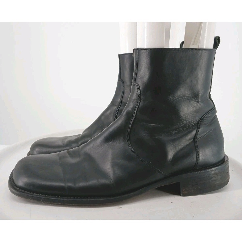 Kenneth Cole New York Y2K Vintage Moto Boots Mens Size 12 Black Leather DB4